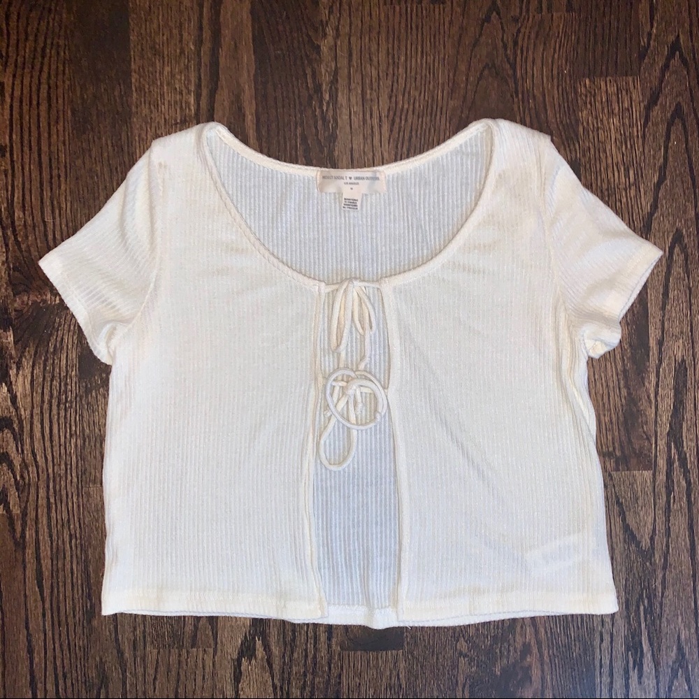 Urban Outfitters Double Tie Cream Top Size: M